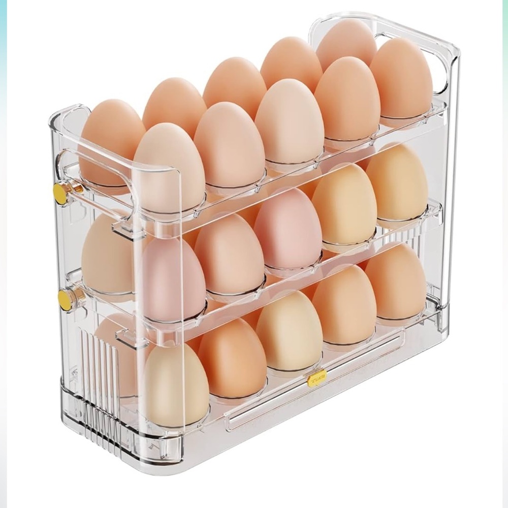 Egg Space Saver Storage Organizer 3 Three Tier Fridge NEW Cottagecore